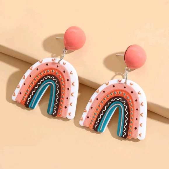 Acrylic rainbow earrings - Picture 2 of 5